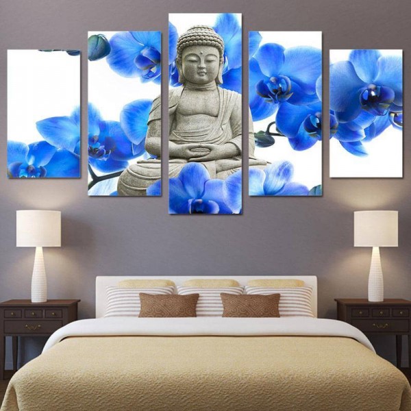 Buddha med orkide | 5 dele