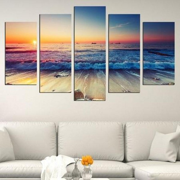 Solnedgang på stranden | 5 dele