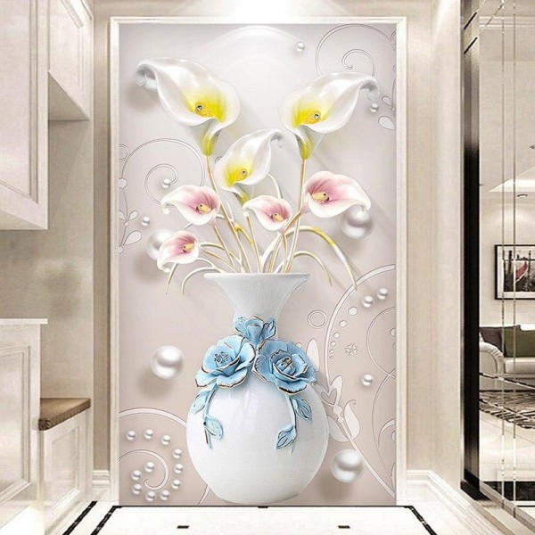 Vase med blomster v.a. 50x80cm