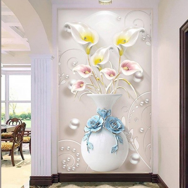 Vase med blomster v.a. 50x80cm