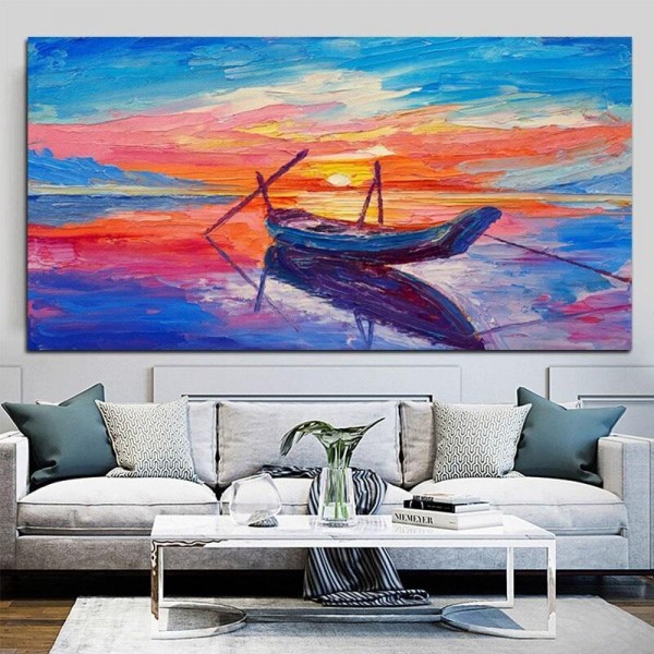 Maleri med båd fra 50x100cm