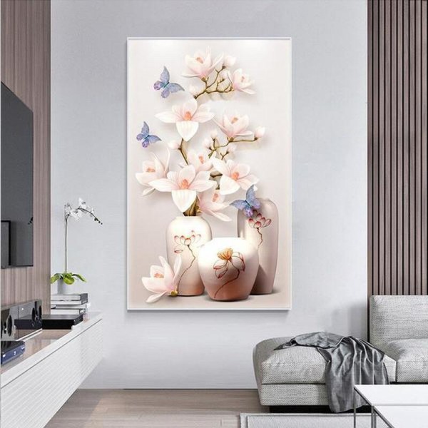 Vase med lotusser va. 50x80cm