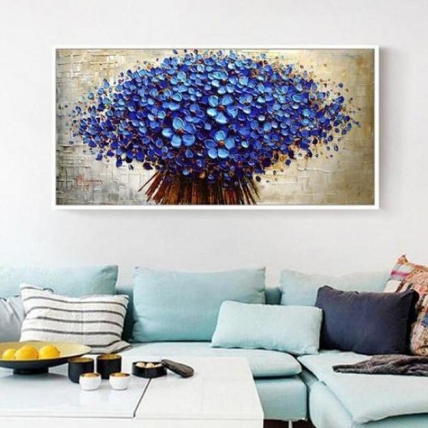 klase af blå blomster v.a. 50x100cm