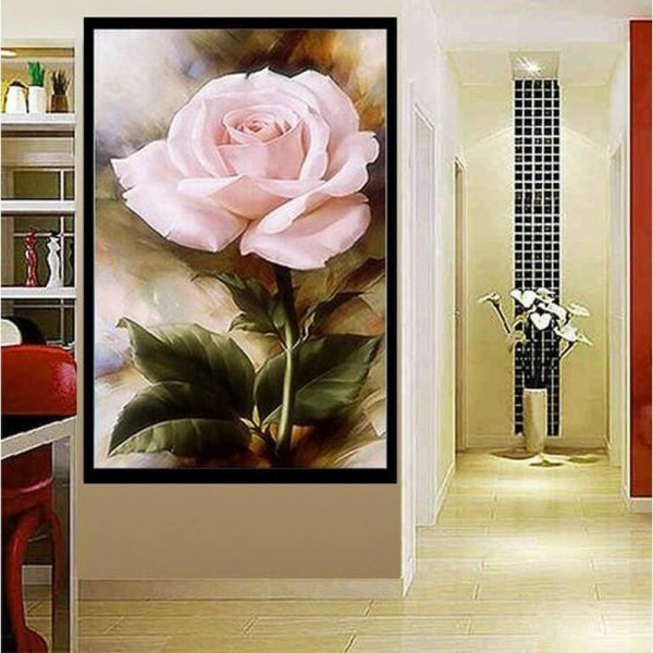 Lyserød rose v.a. 50x70cm