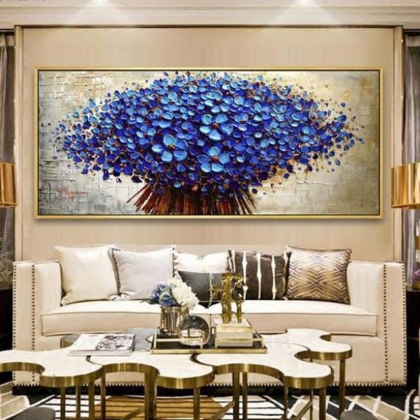 klase af blå blomster v.a. 50x100cm