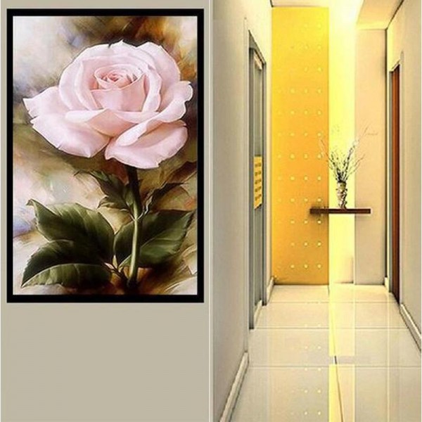 Lyserød rose v.a. 50x70cm