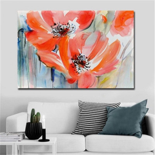 Røde blomster v.a. 50x80cm