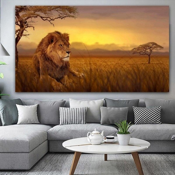 Tiger på savannen v.a. 50x90cm