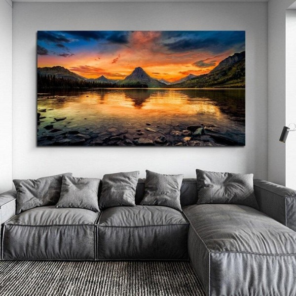 Spejlet billede v.a. 50x90cm
