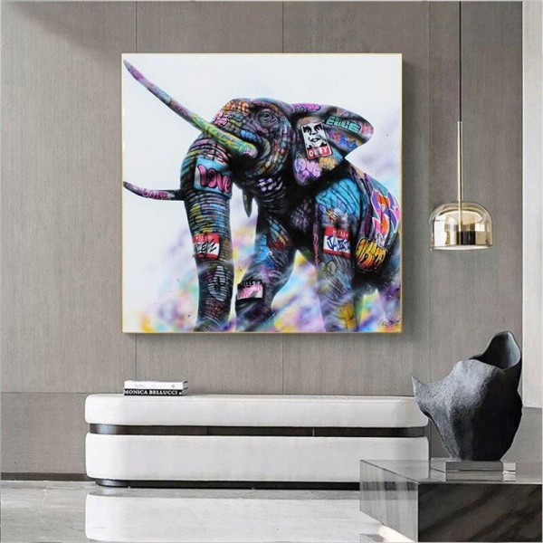 Farveri elefant v.a. 50x50cm