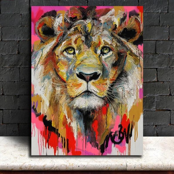 Løve hoved kunst v.a. 50x70cm
