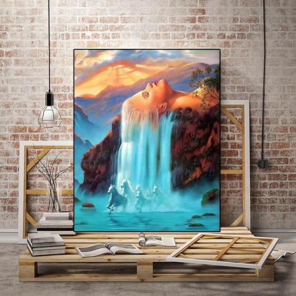 Fantasi vandfald v.a. 50x70cm