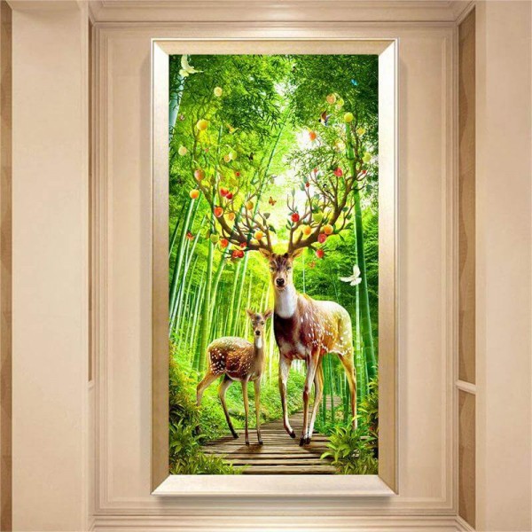 Rådyr i skov va 50x100cm
