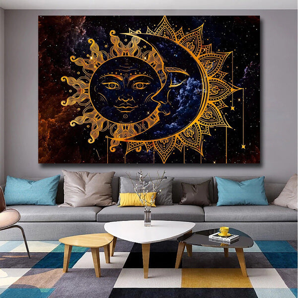 Sol og måne v.a. 50x80cm