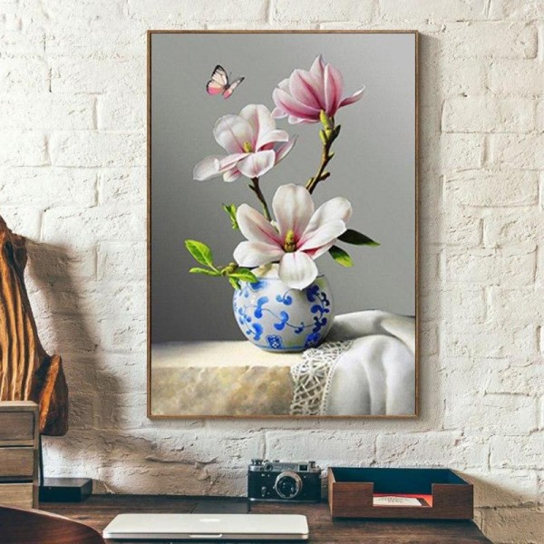 Blomster i vase v.a. 50x70cm