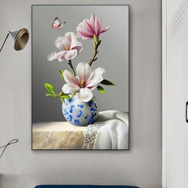 Blomster i vase v.a. 50x70cm