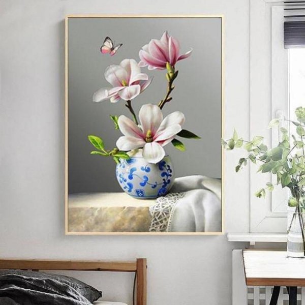 Blomster i vase v.a. 50x70cm