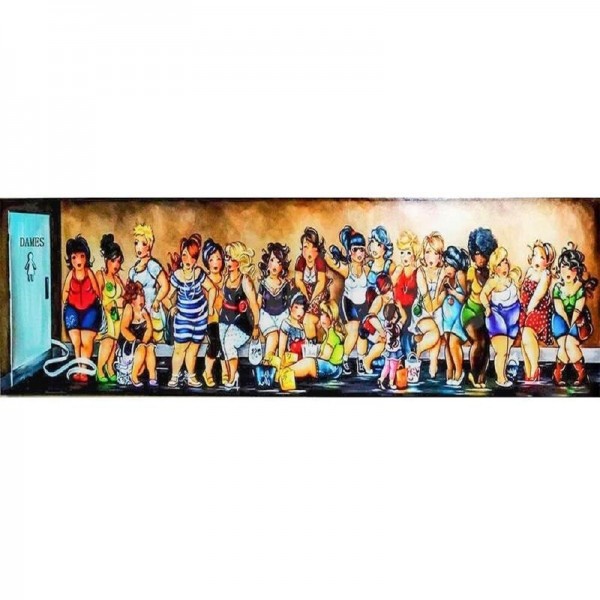 Buttede damer | Kø til toilettet 40x120cm