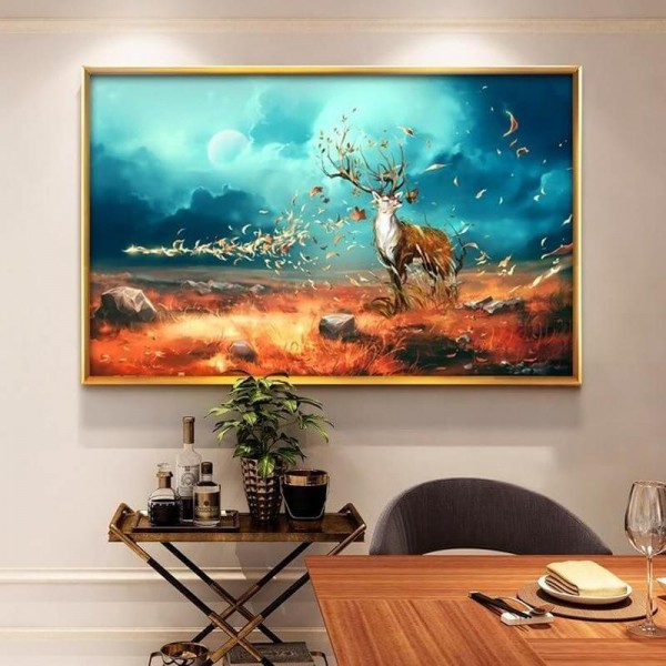 Hjort i storm v.a. 50x70cm