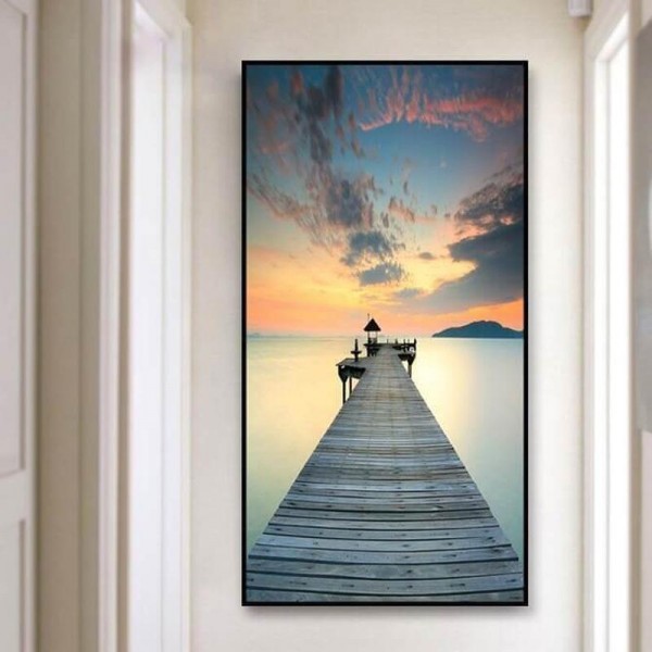 Anløbsbro ved solnedgang fra 50x100cm