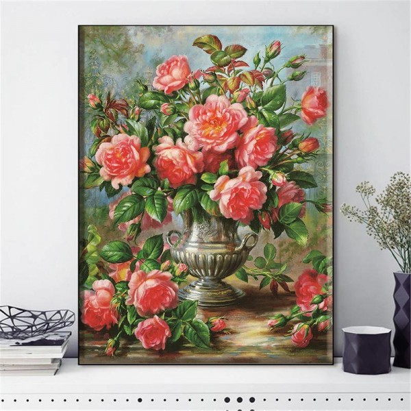 Vase med rose v.a. 50x70cm