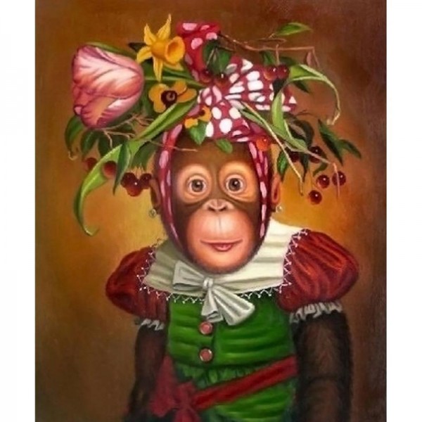 Abe med blomsterhat