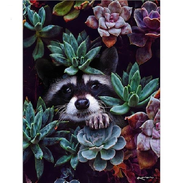 Grævling blandt planter