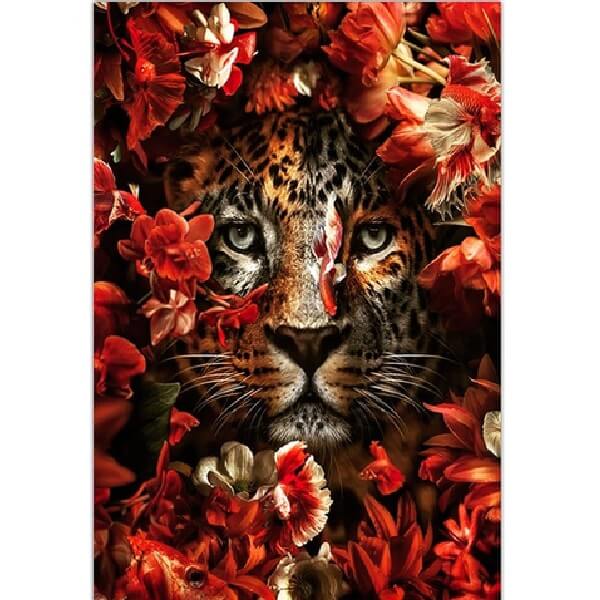 Tiger blandt blomster
