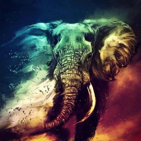 Farvet elefant
