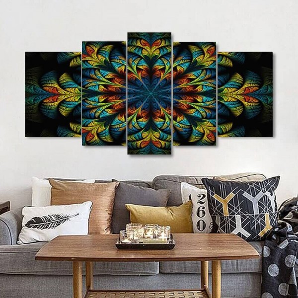 Mandala blå gul | 5 dele