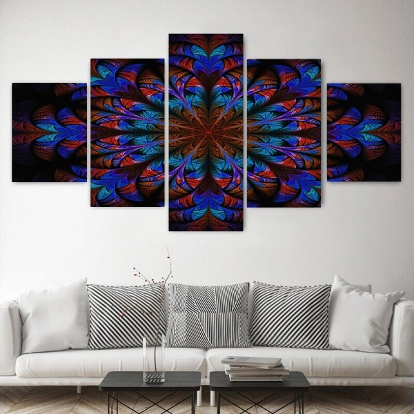 Mandala rød og blå | 5 dele