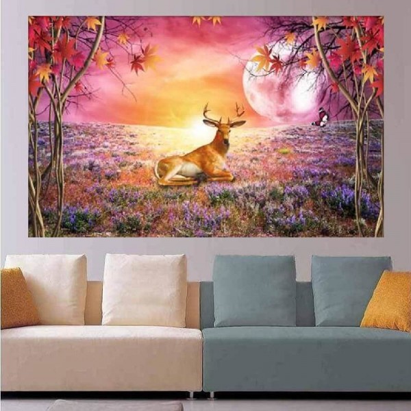 Hjorte ved månen v.a. 50x80cm