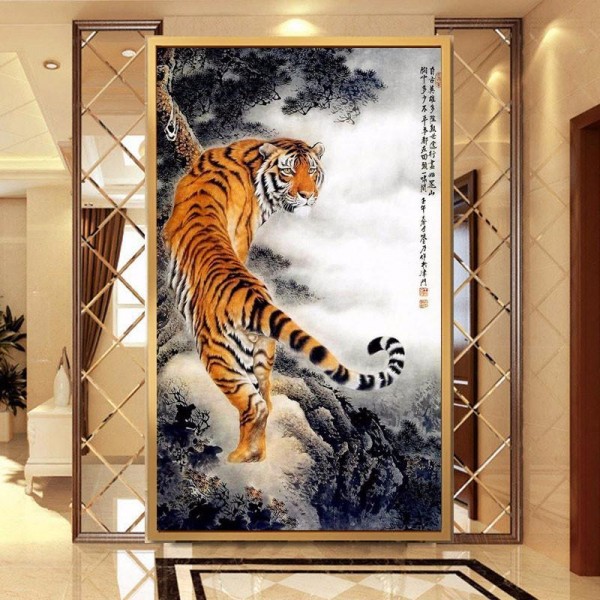 Tiger på bjerget v.a. 50x90cm