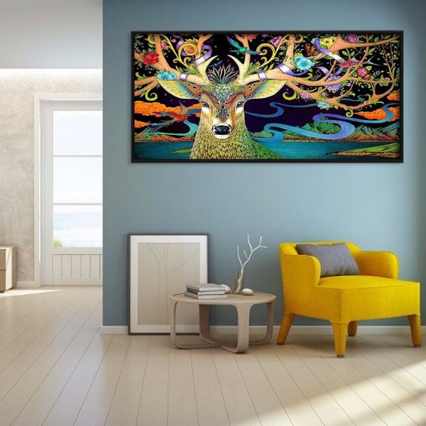 Hjorte med blomster v.a. 50x100cm