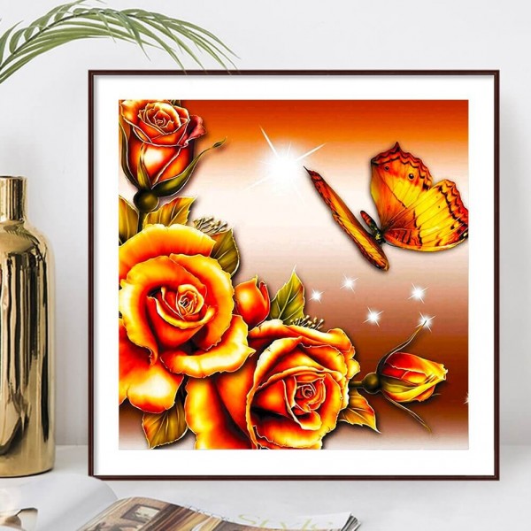 Orange roser v.a. 50x50cm