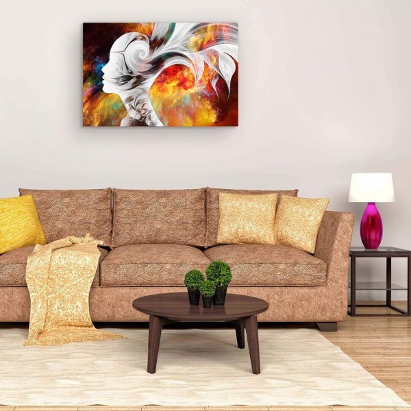 Abstrakt kvinde gul v.a. 50x70cm