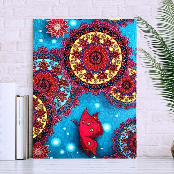 Mandala med sommerfugl v.a. 50x70cm