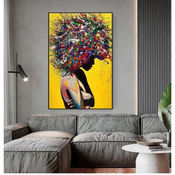 Kvinde med abstrakt hår v.a. 50x80cm