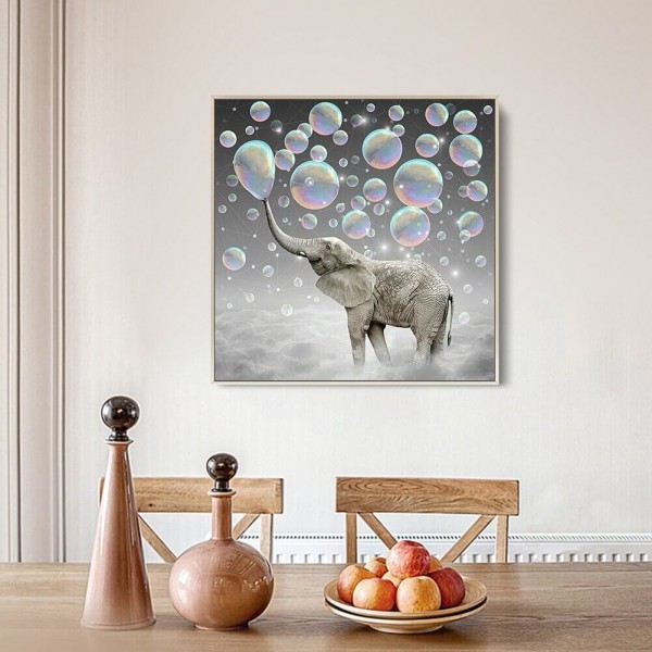 Elefant med bobler v.a. 50x50cm