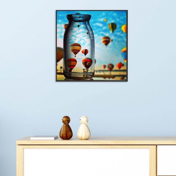 Varmluftsballoner i et glas v.a. 50x50cm