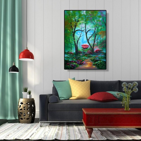 Ansigt i skoven v.a. 50x70cm