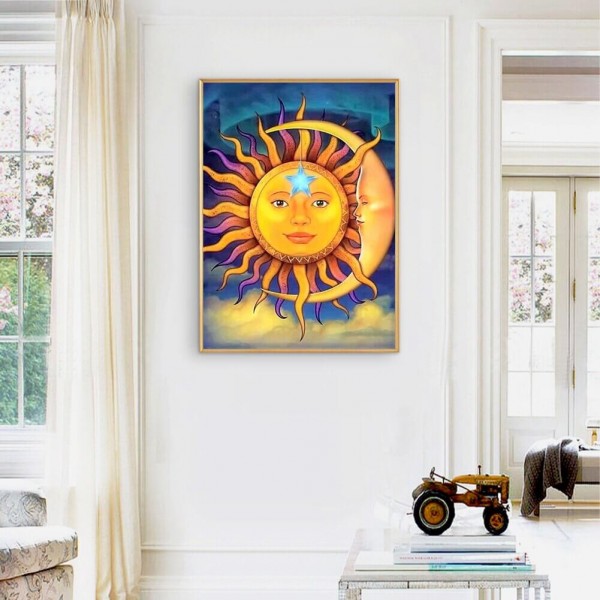 Sol og måne v.a. 50x70cm
