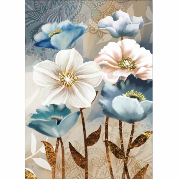 Blomster blå / hvide