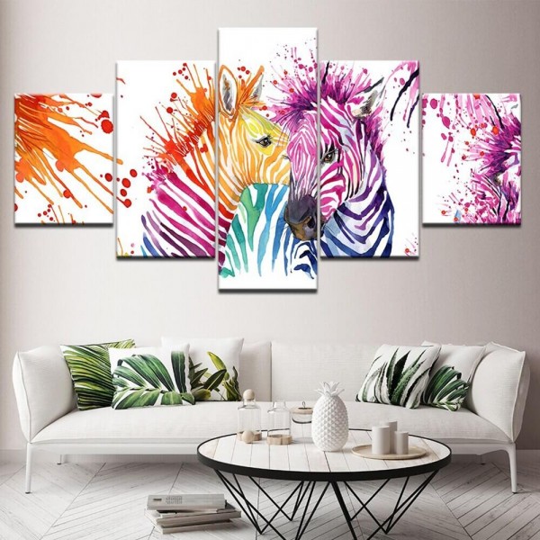 Farverige zebraer | 5 dele