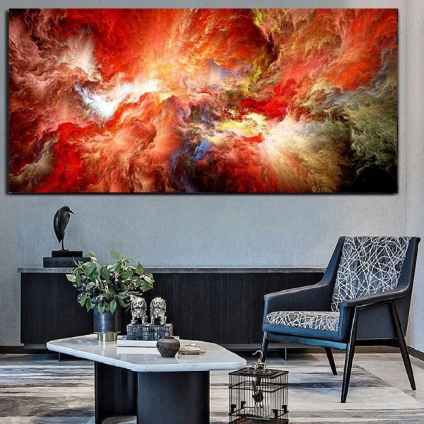 Abstrakt rød v.a. 50x100cm