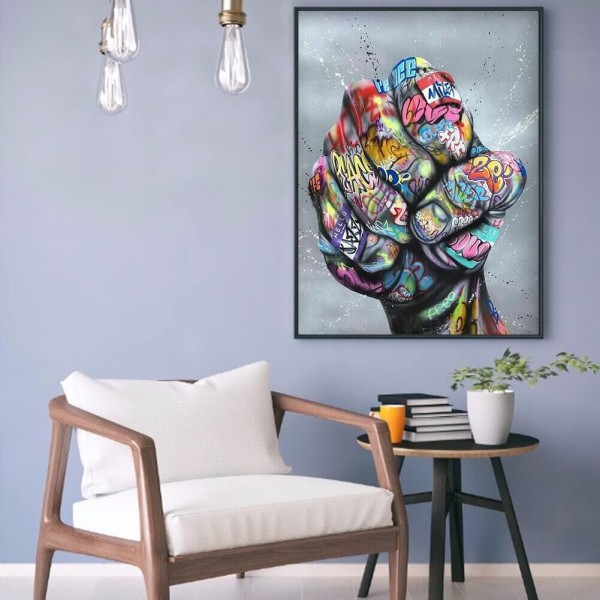 Graffiti knytnæve v.a. 50x70cm