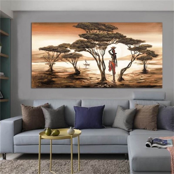Afrikansk maleri v.a. 50x100cm