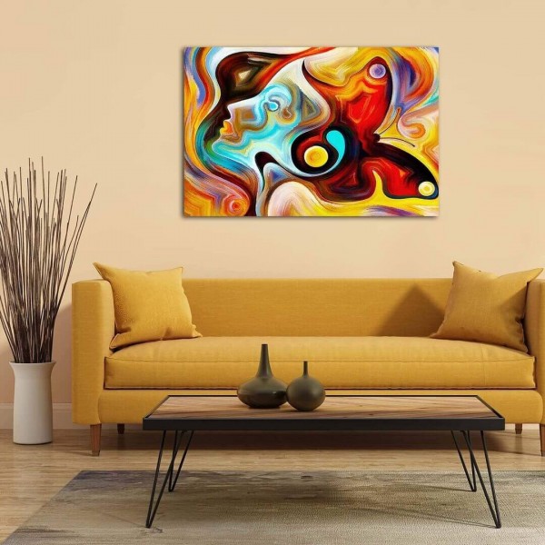 Abstrakt ansigt i flere farver v.a. 50x80cm
