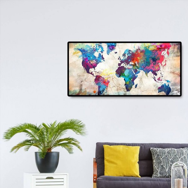Farverigt verdenskort v.a. 50x100cm