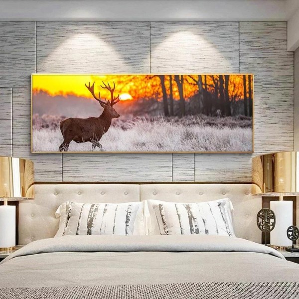 Hjort ved solopgang 40x120cm